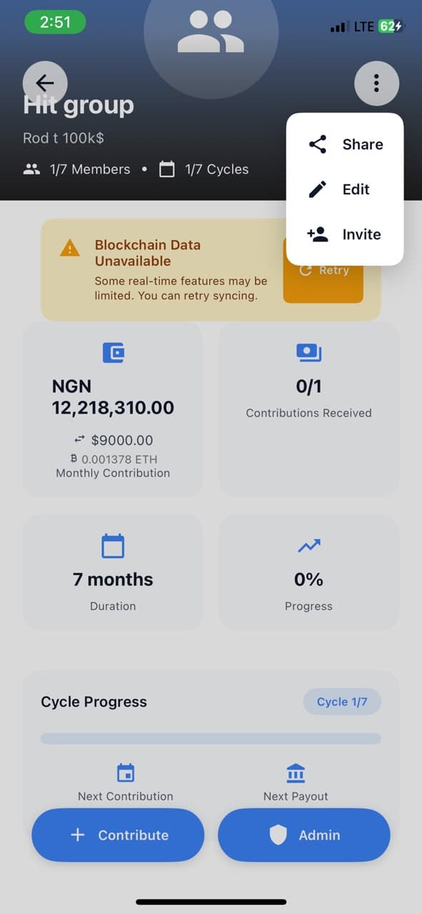 Invite members screen in ChopUp